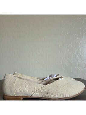 Toms Jutti Neat Slip-On Ballet Flat Dark Natural Metallic Linen Size Women's 9.5
